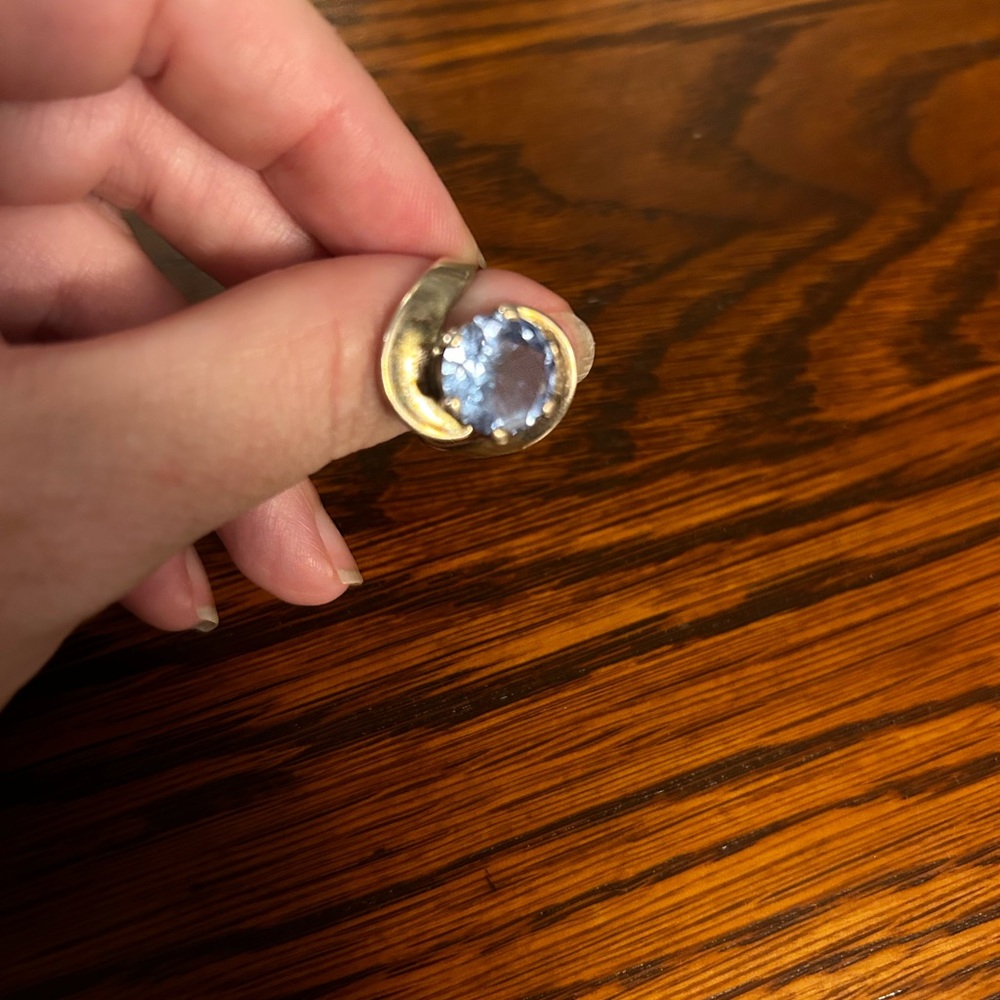 Vintage Sterling Silver Blue Topaz Ring Size 8